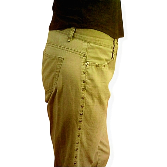 DKNY Studded Crop Khaki Pants - Size 5 - Picture 7 of 12